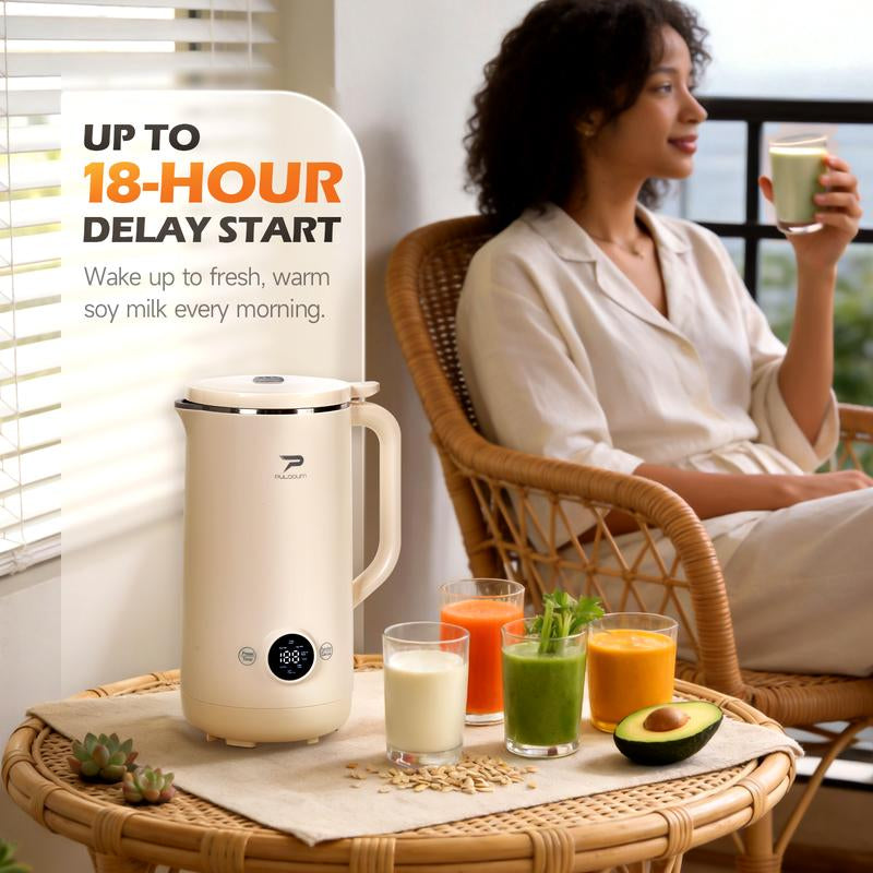 8-In-1 Multifunctional Automatic Nut Milk Machine&Coffee Maker, 27Oz Auto Self-Cleaning, Baby Food, Delay Start, Keep Warm, Boil Water – Stainless Steel, White,Soy Milk Maker for Homemade Almond, Oat, Coconut, Juice, Milkshake, Grains, Creamy Soup,Gifts