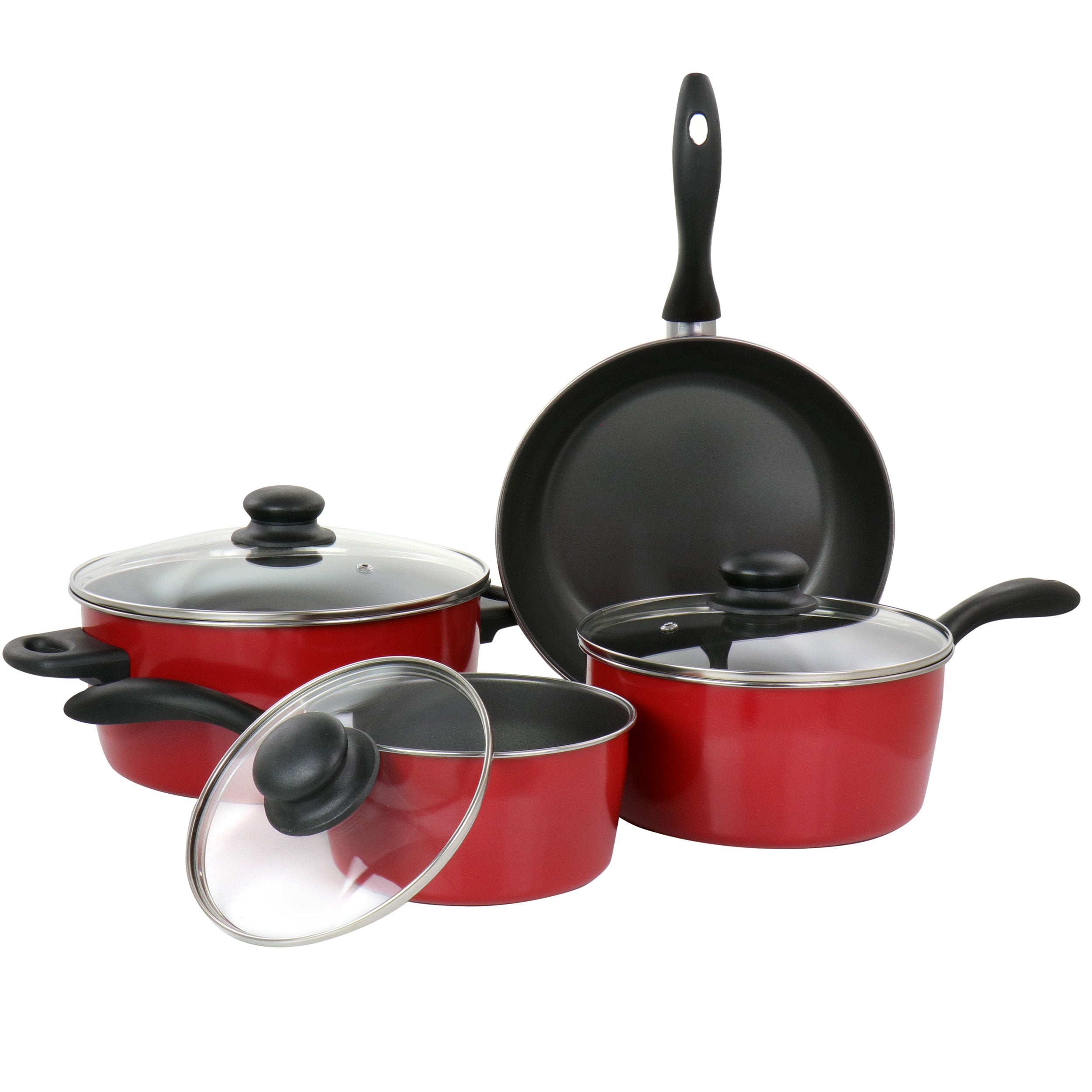 7 Piece Nonstick Carbon Steel Cookware Set in Red