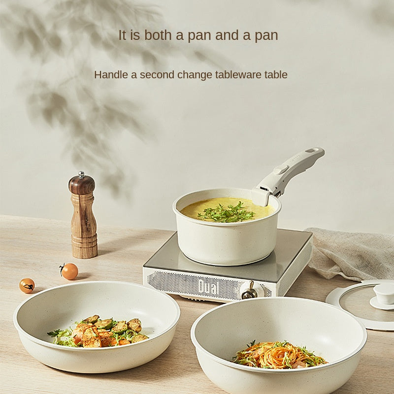 Detachable Cookware Set Nonstick Frying Pan Flat Bottom Pot