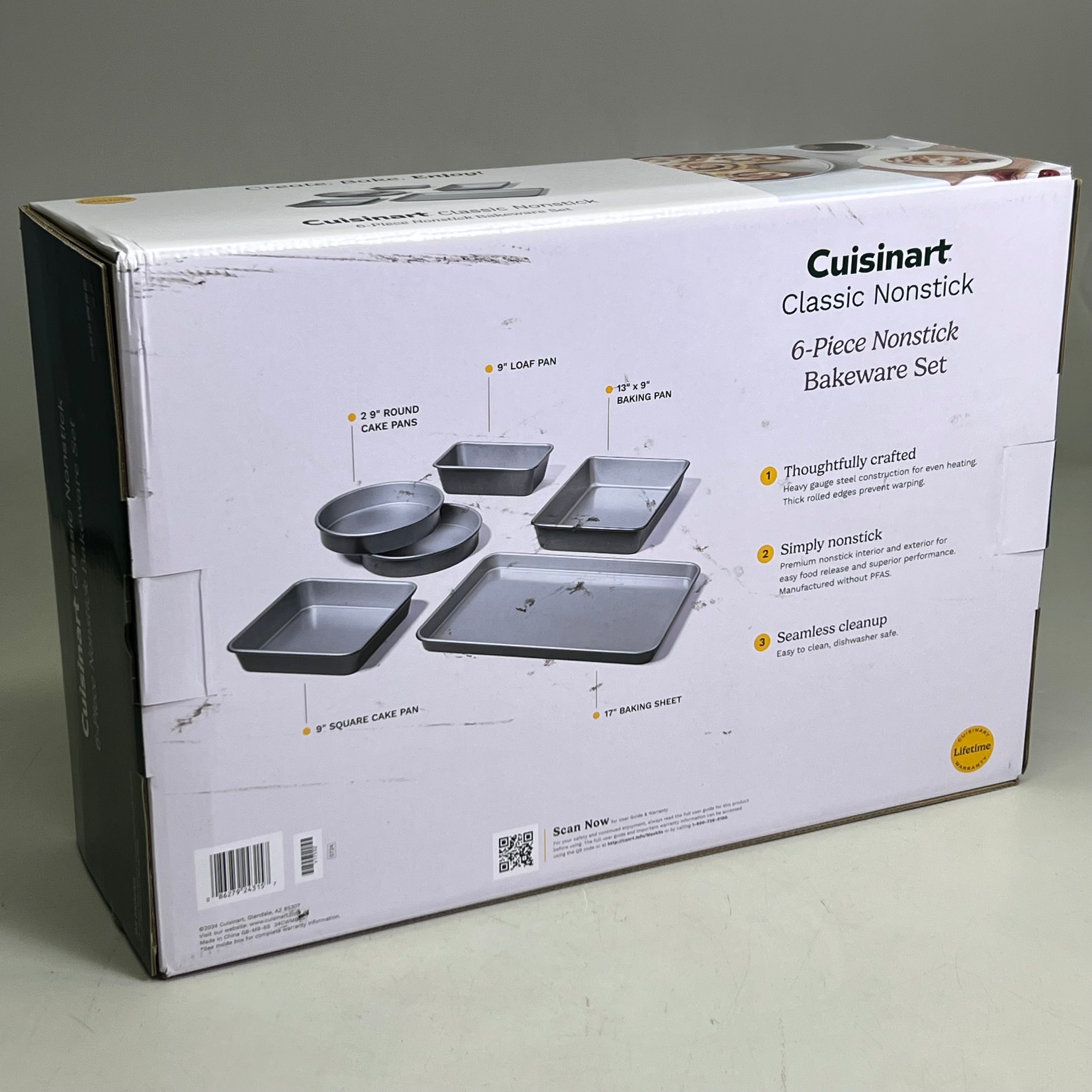 6-Pieces Nonstick Bakeware Set Sz 13.9" X 7.2" X 20", Grey MB-6S