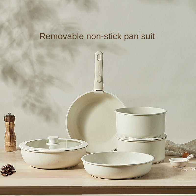 Detachable Cookware Set Nonstick Frying Pan Flat Bottom Pot