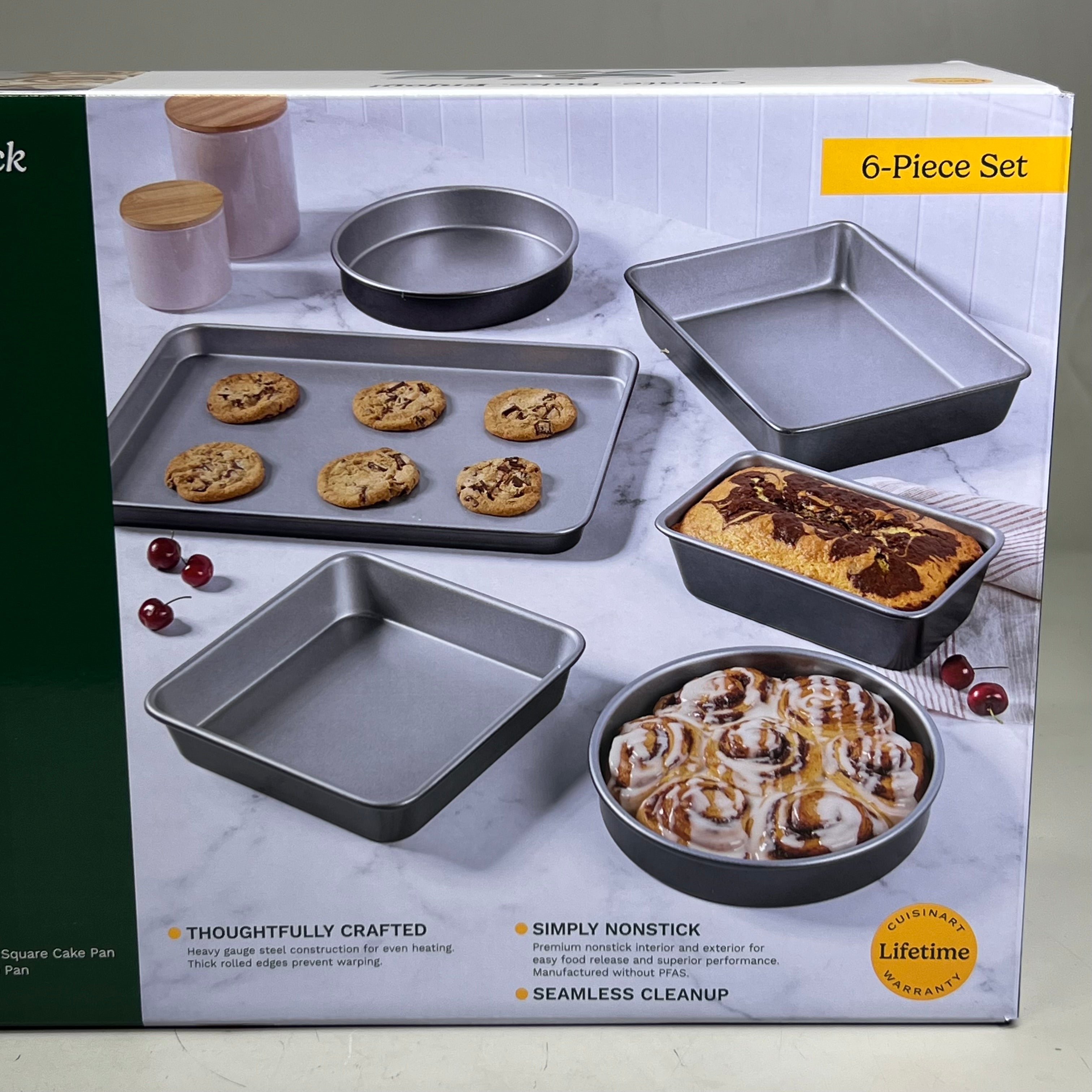 6-Pieces Nonstick Bakeware Set Sz 13.9" X 7.2" X 20", Grey MB-6S