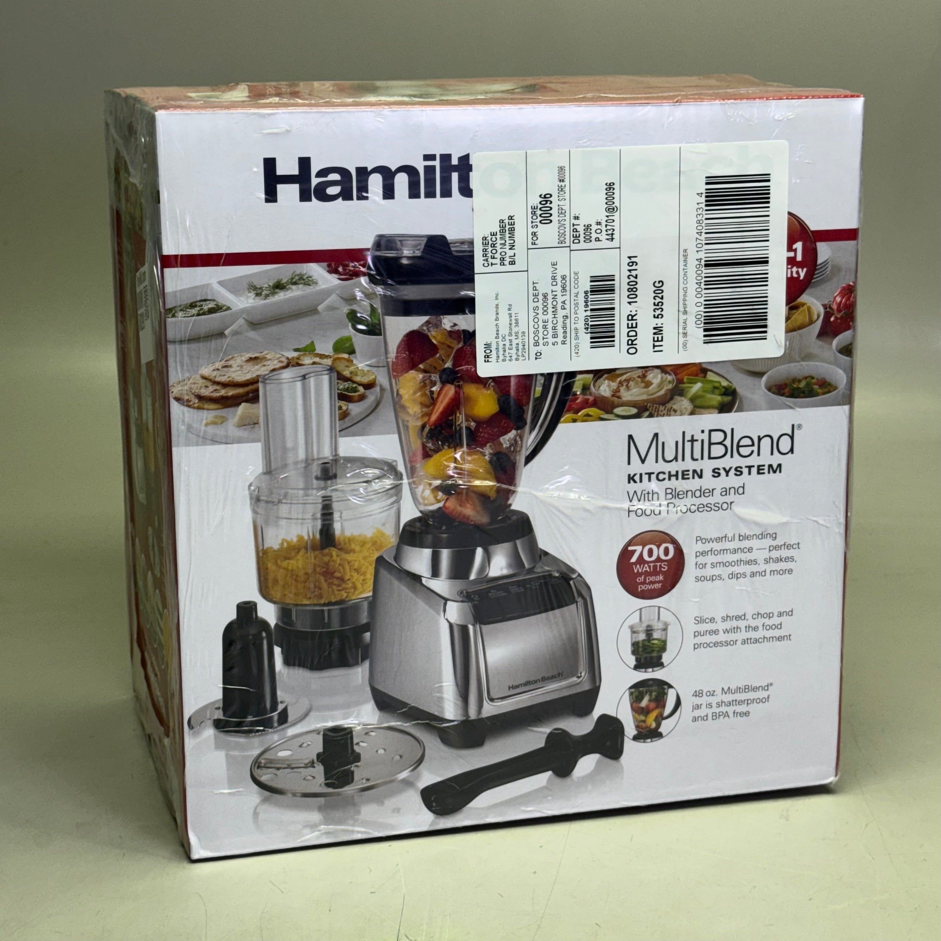 700W Kitchen System Blender Food Processor Grey Multi Function Appliance