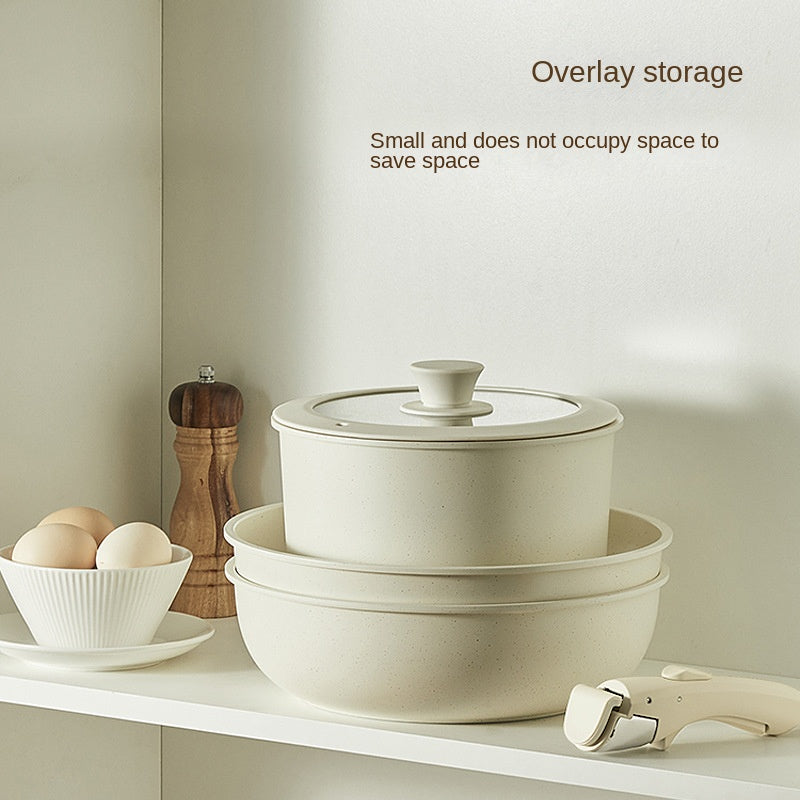 Detachable Cookware Set Nonstick Frying Pan Flat Bottom Pot