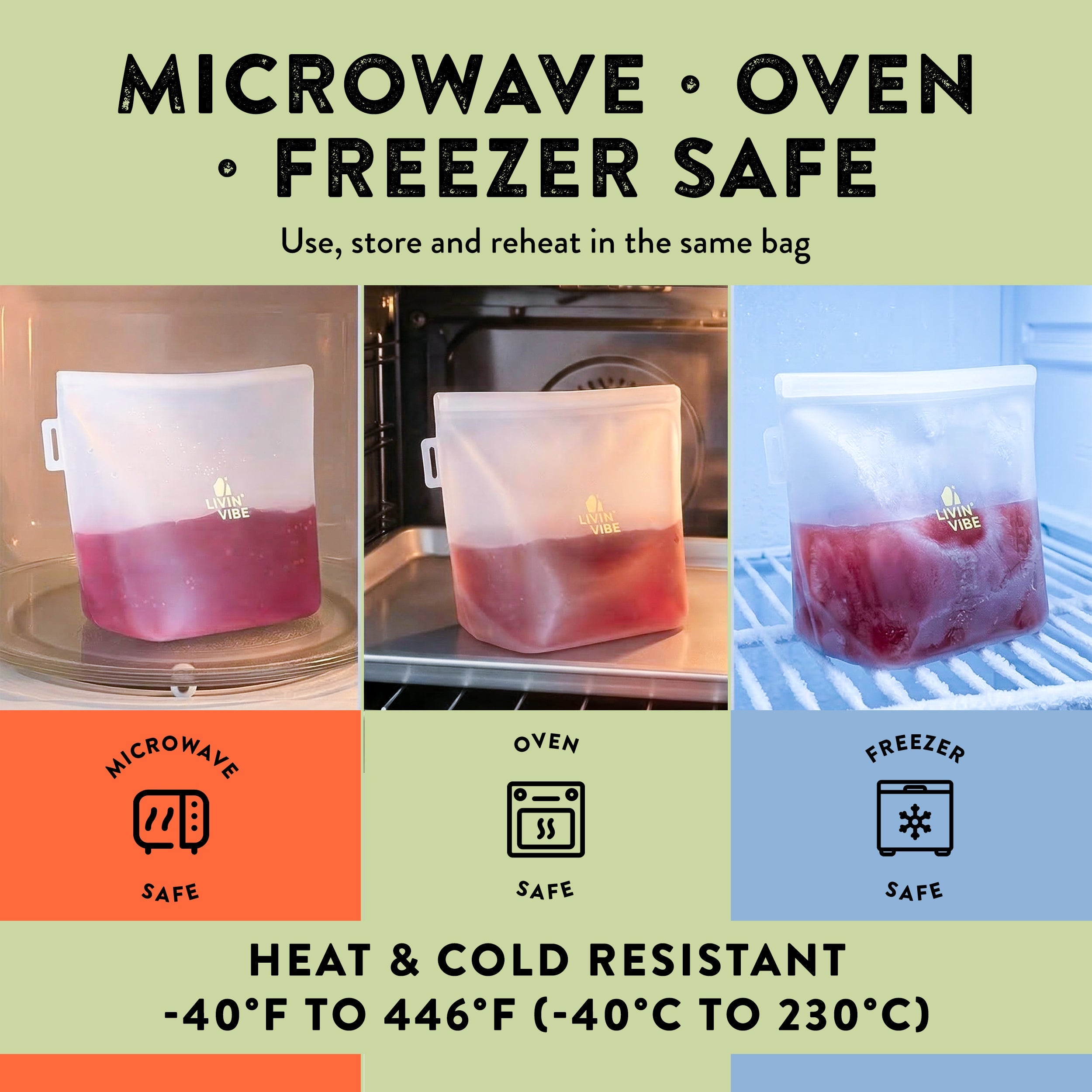 Reusable Silicone Food Storage Bags Set of 4 Multicolor