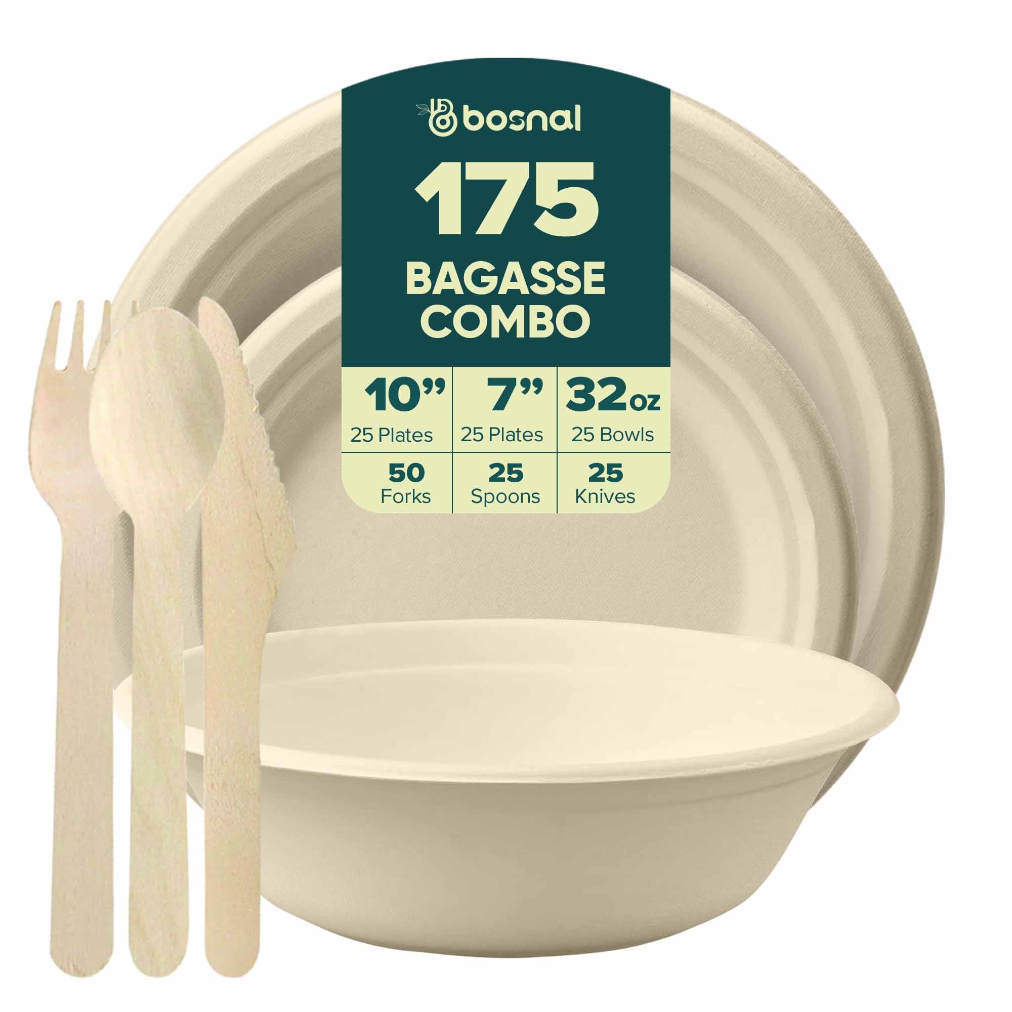 Sugarcane Bagasse Compostable Plates Bowls Cutlery Eco Friendly Set