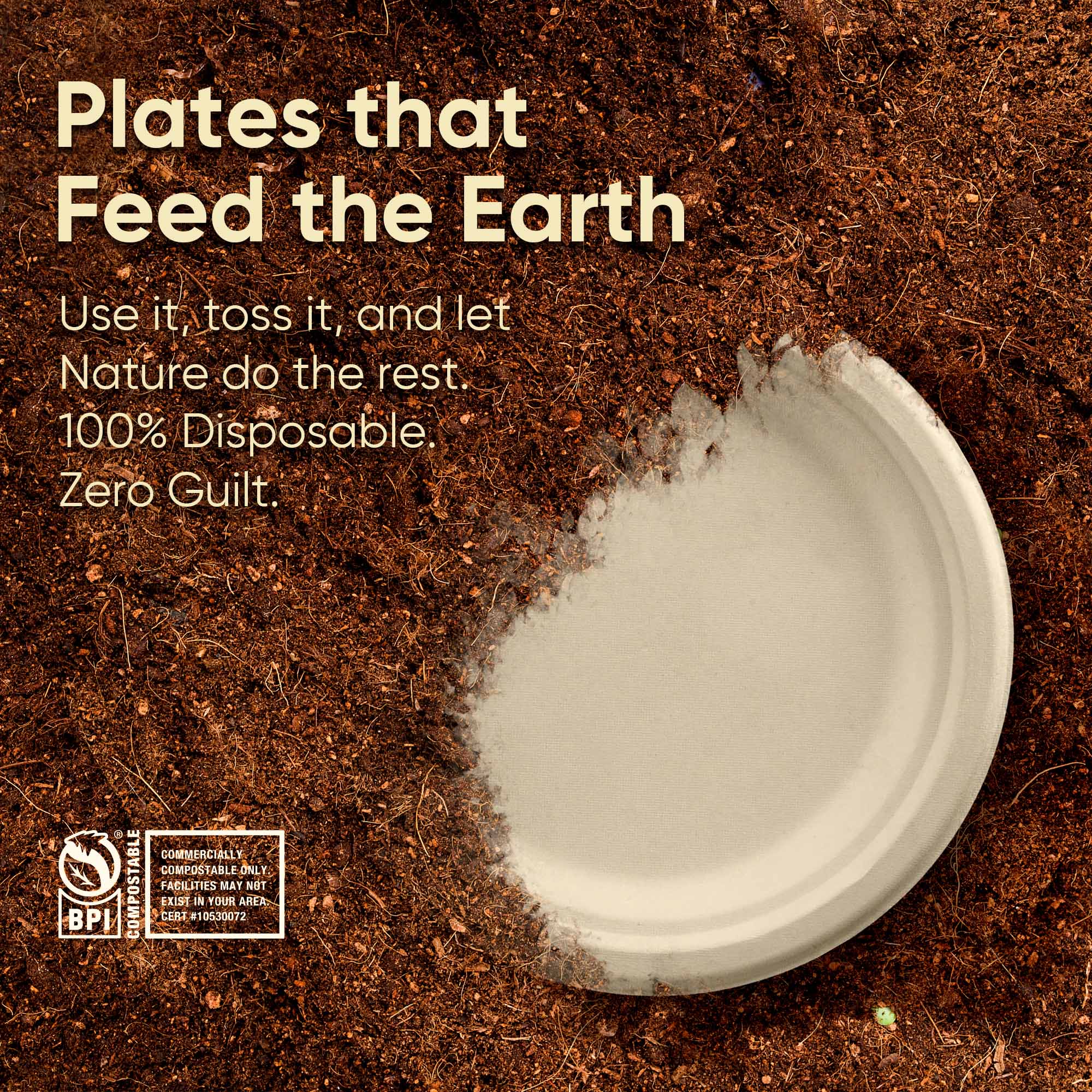 Sugarcane Bagasse Compostable 7 Inch Plates Case of 500