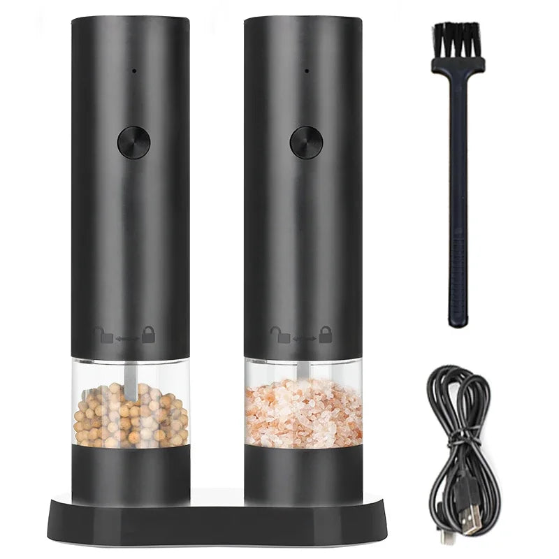 Rechargeable Electric Salt and Pepper Grinder Adjustable Coarseness Large Capacity Auto Spice Mill for Kitchen