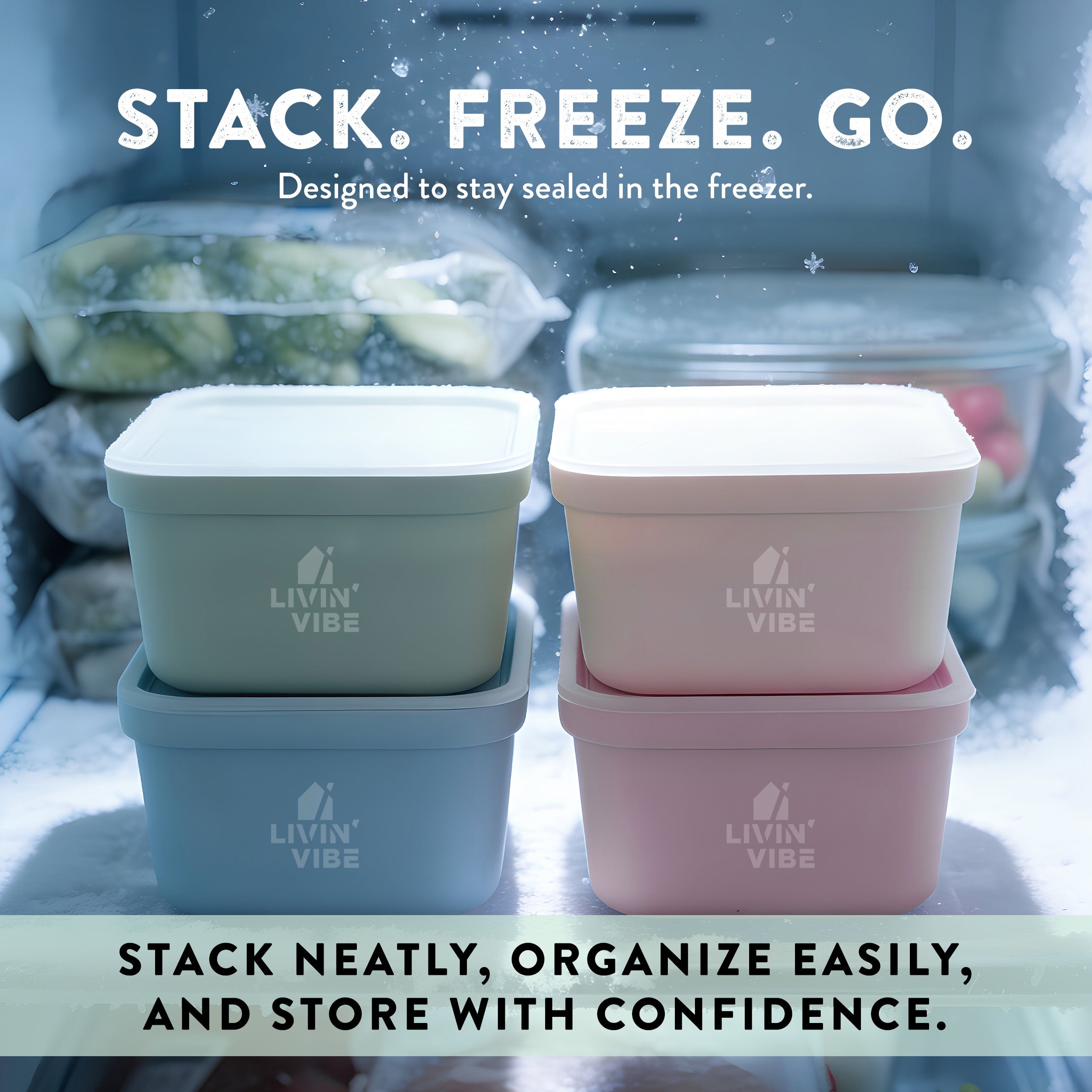 Silicone Freezer Tray Set 4 Pack 250ml Portion Containers