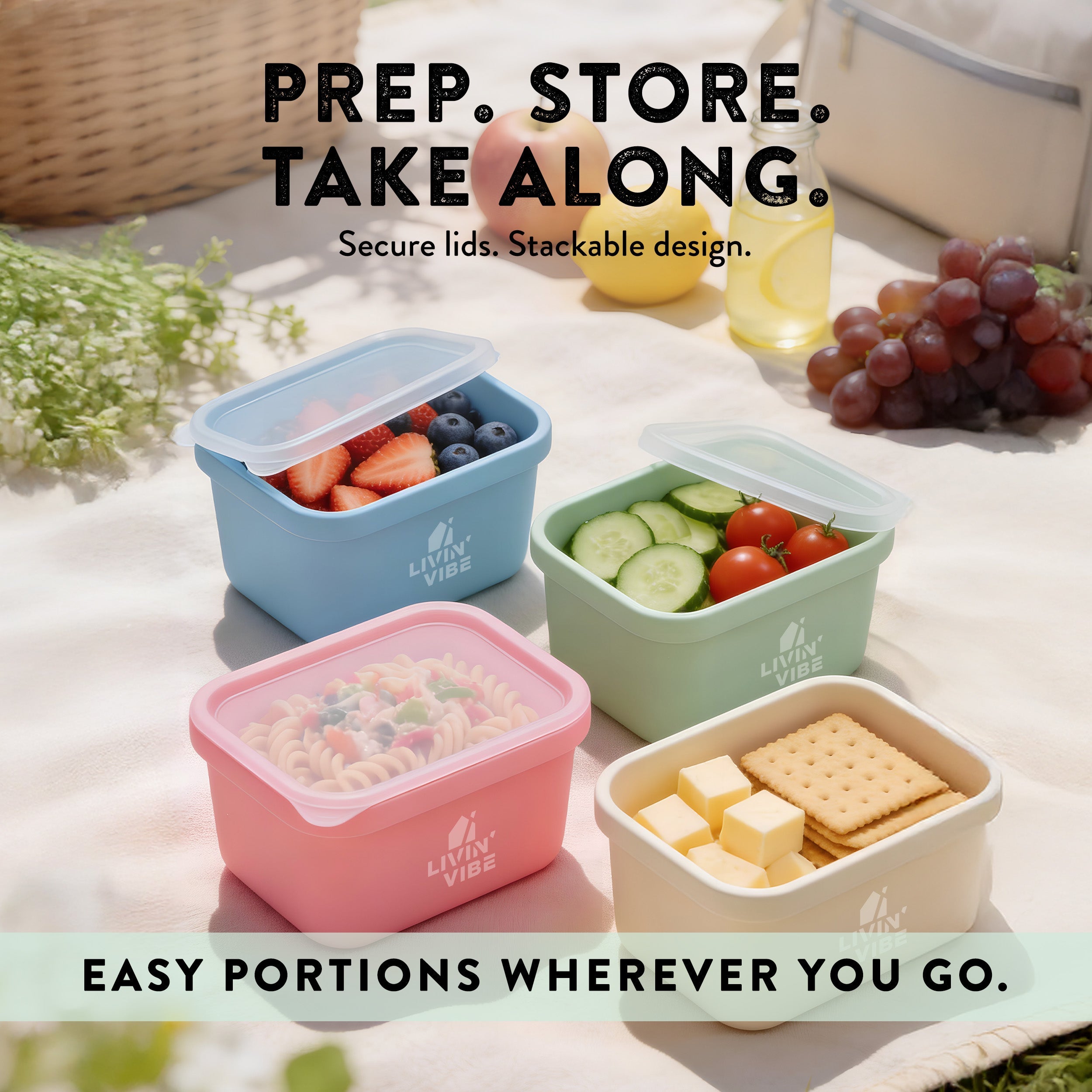 Silicone Freezer Tray Set 4 Pack 250ml Portion Containers