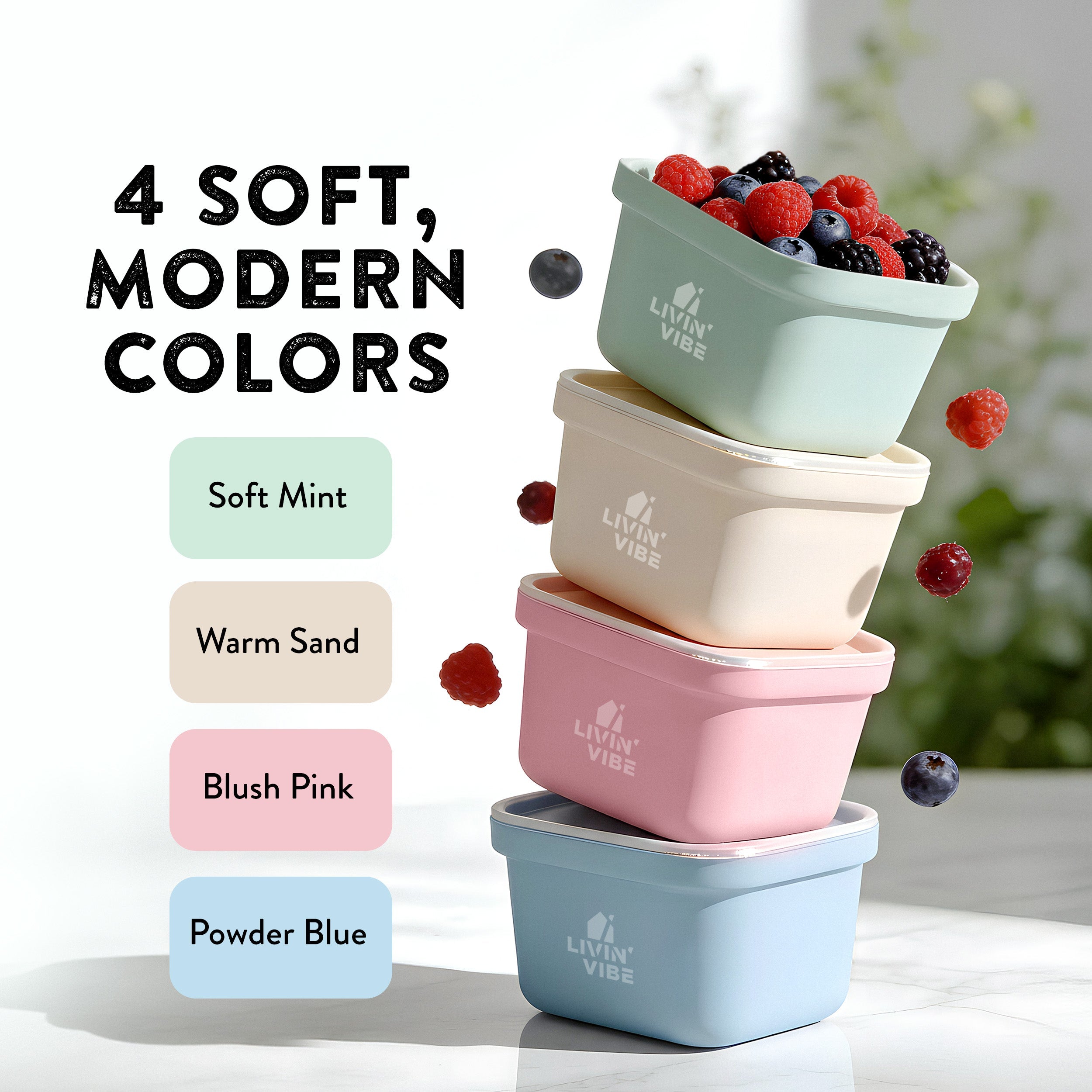 Silicone Freezer Tray Set 4 Pack 250ml Portion Containers