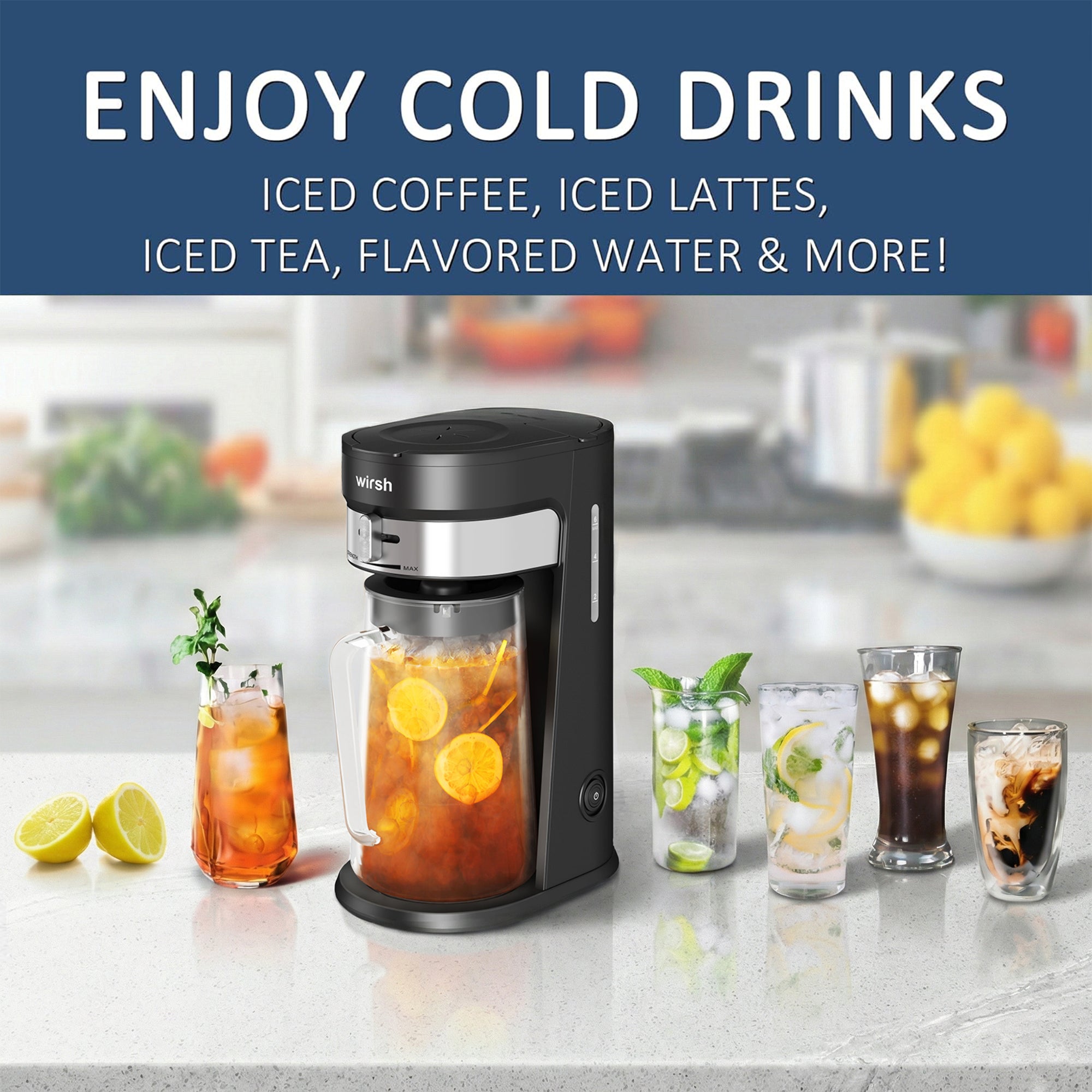Iced Coffee Maker with 85oz Pitcher Strength Control Filter
