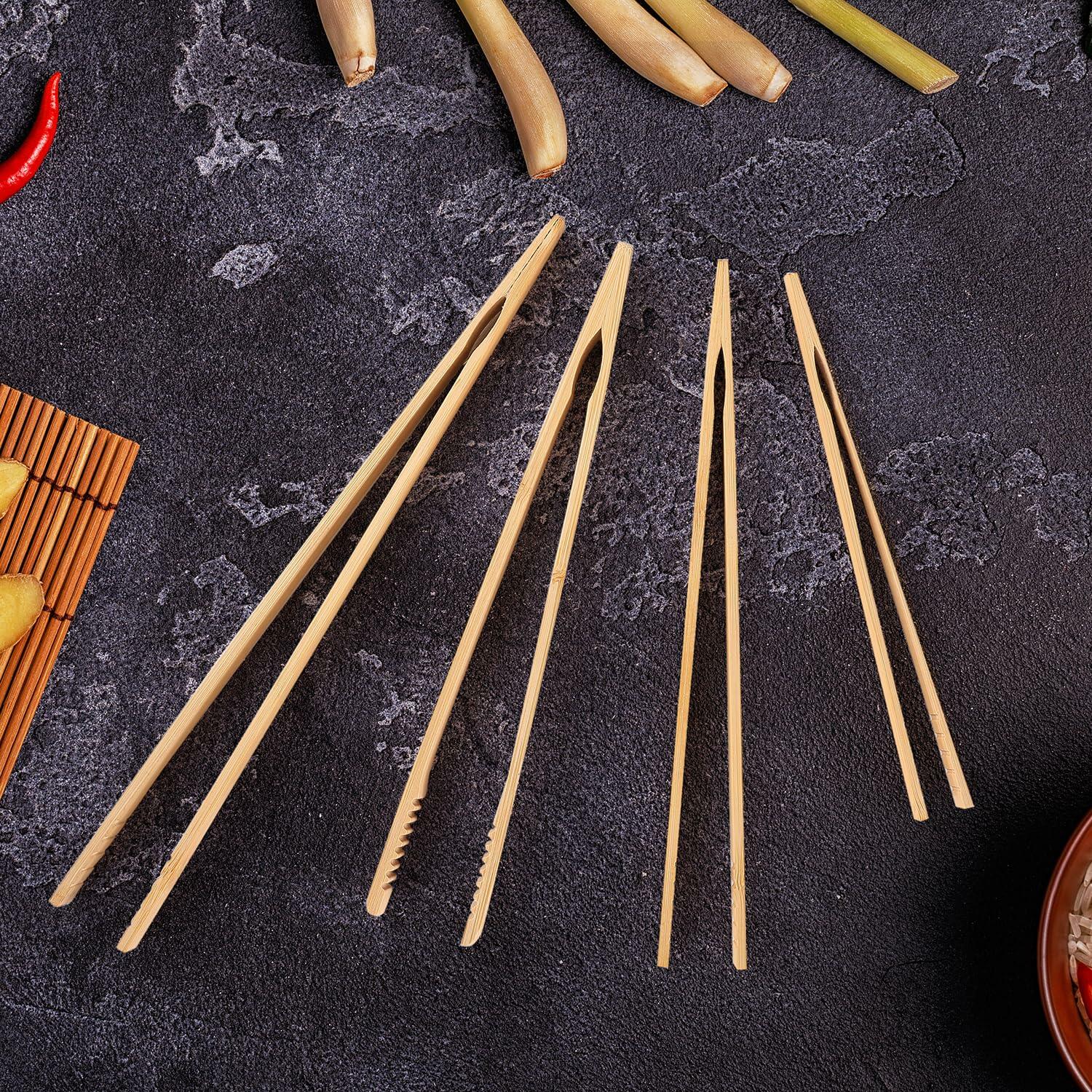 Bamboo Toaster Tongs 8 Inch Natural Colour Wooden Kitchen Utensil