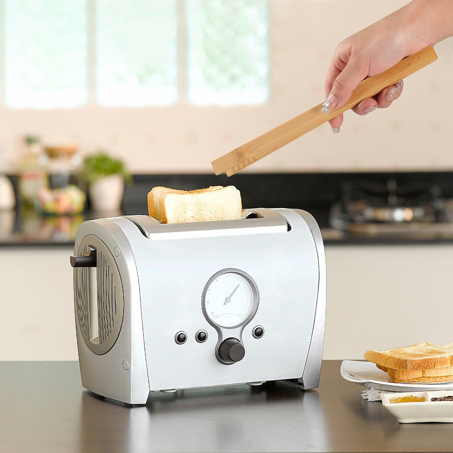 Bamboo Toaster Tongs 8 Inch Natural Colour Wooden Kitchen Utensil