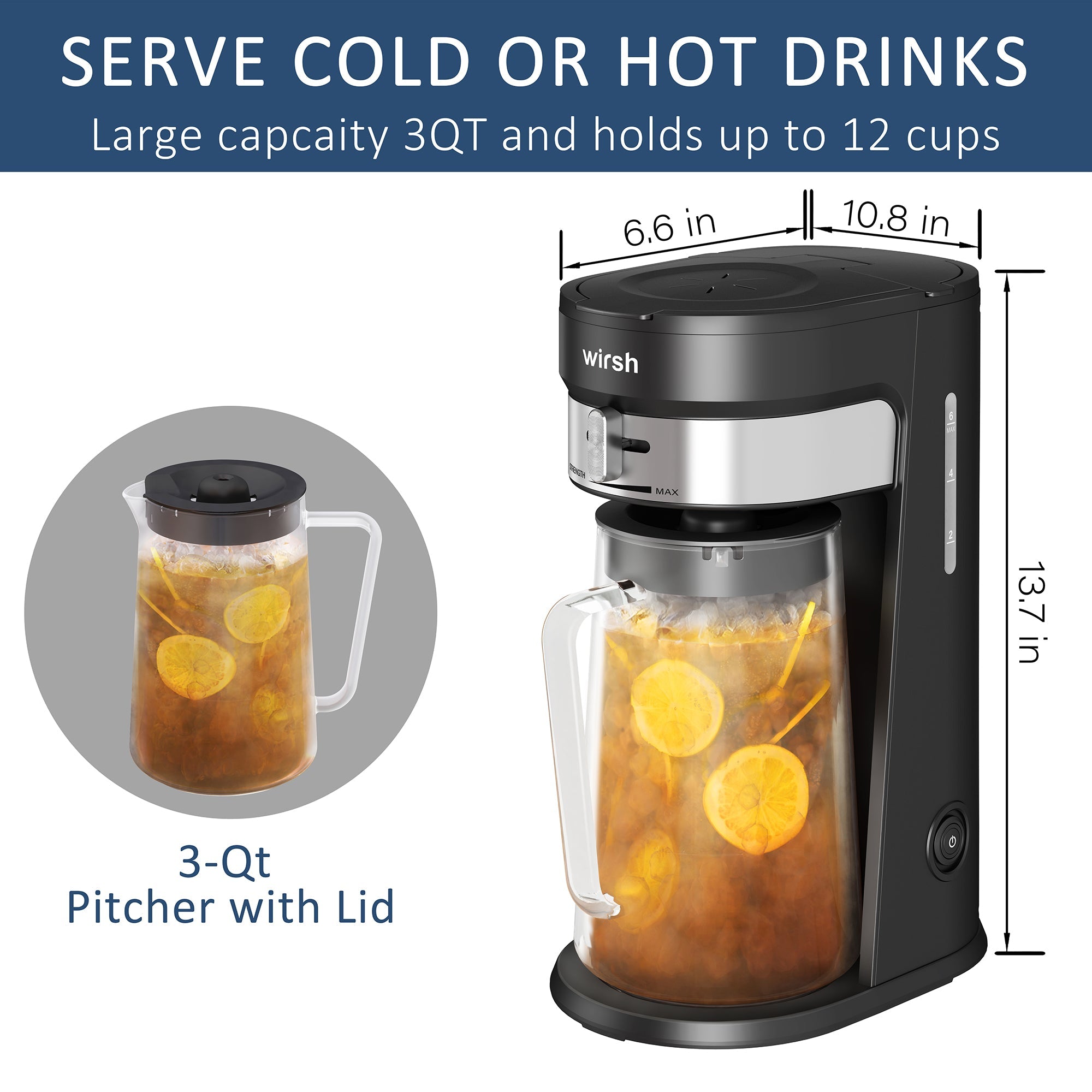 Iced Coffee Maker with 85oz Pitcher Strength Control Filter