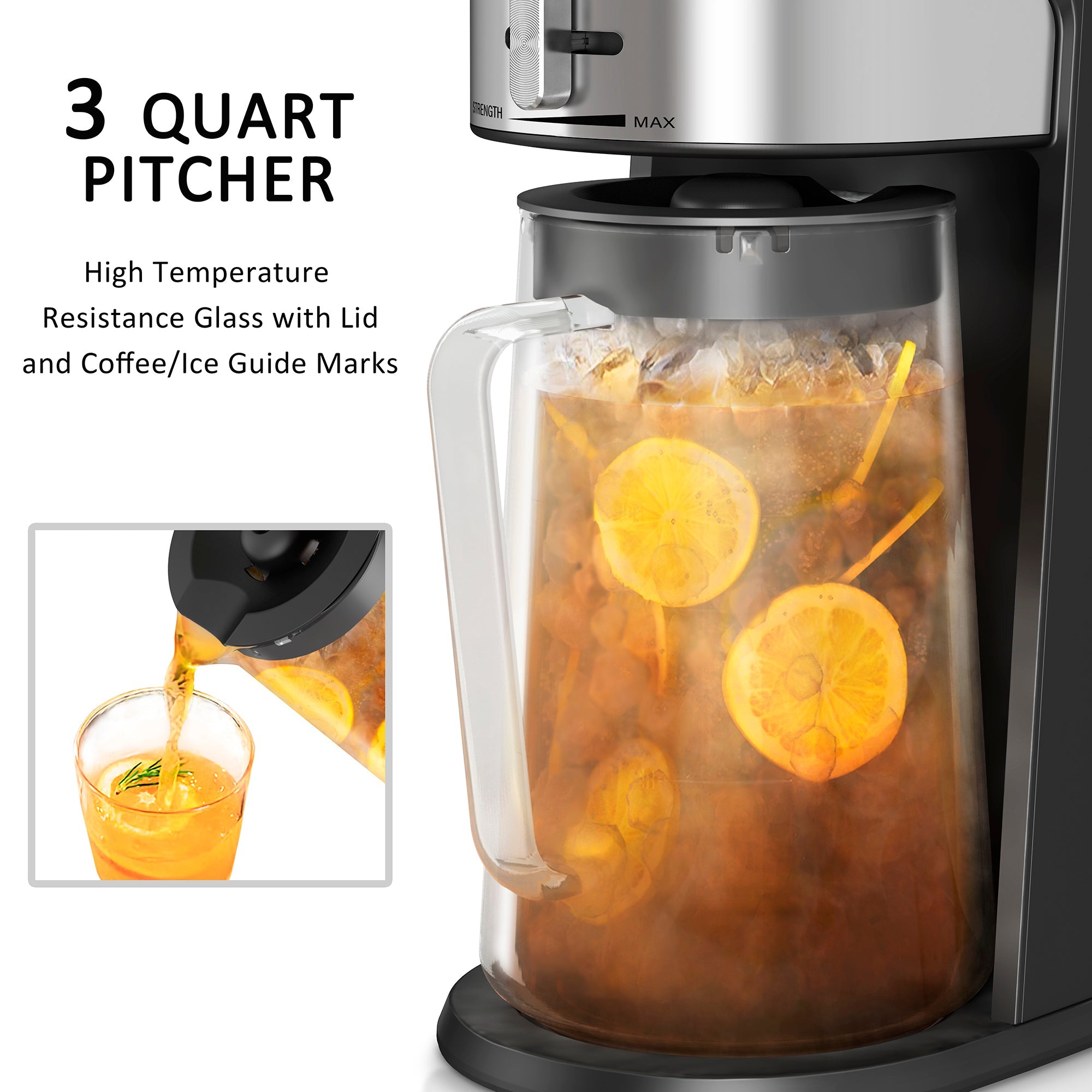 Iced Coffee Maker with 85oz Pitcher Strength Control Filter